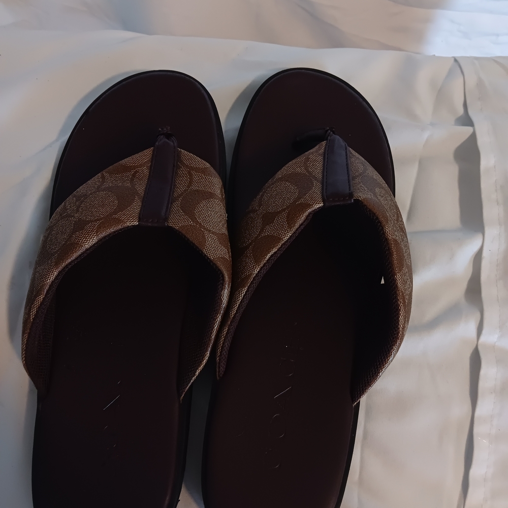 Coach Brown and Tan Sandals